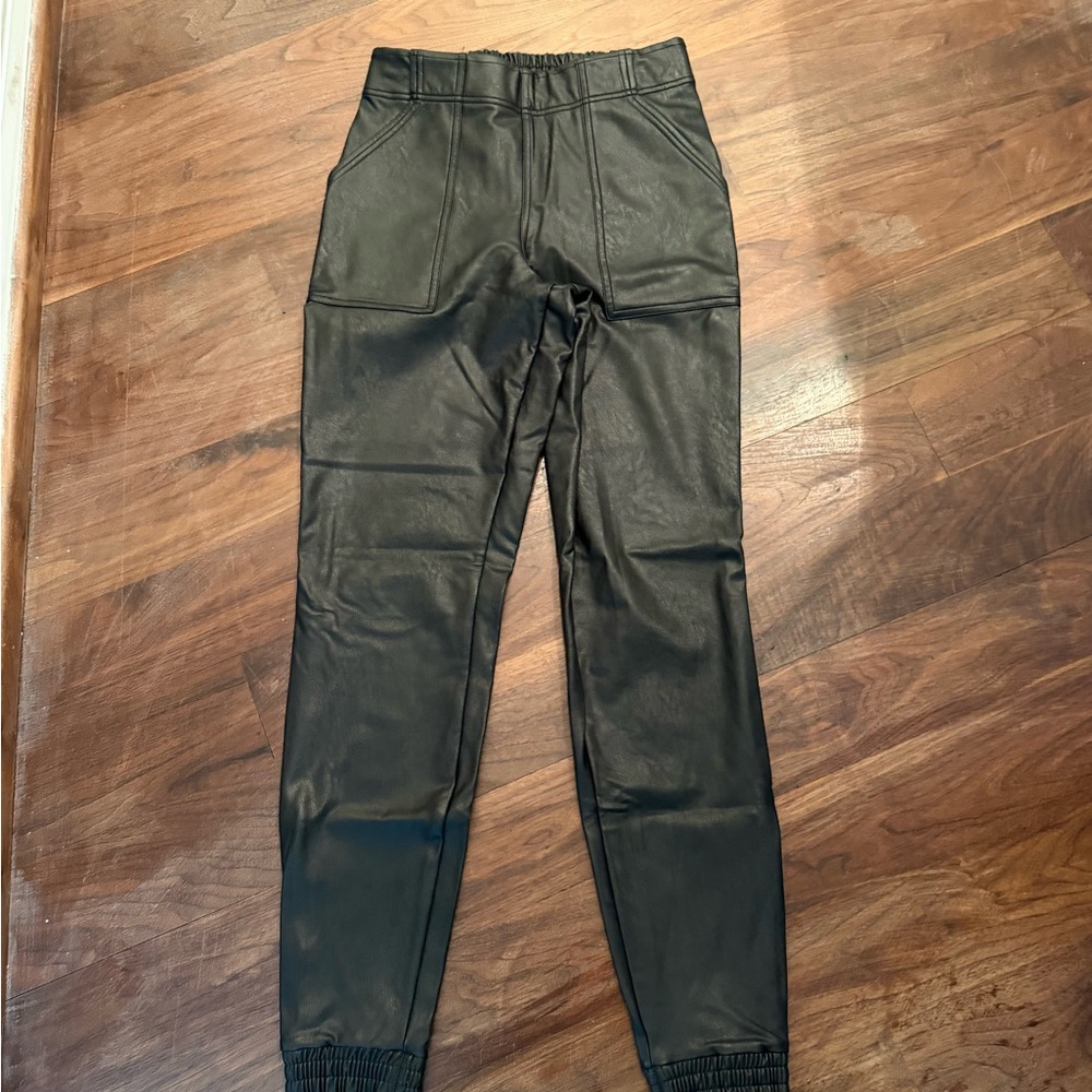 Zara Black Faux Leather Joggers